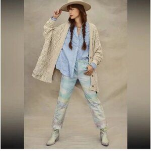 NwT Free People We The Free Maggie Scenic Printed Southwest Cactus Denim Jeans